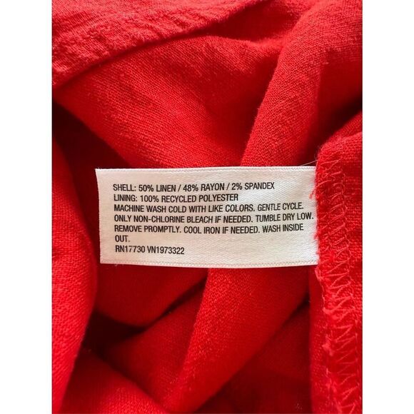 ✨Wild Fable Women's Linen Lace Tie Back Red Summer Midi Slip Sz 14 Dress✨ - Picture 8 of 9